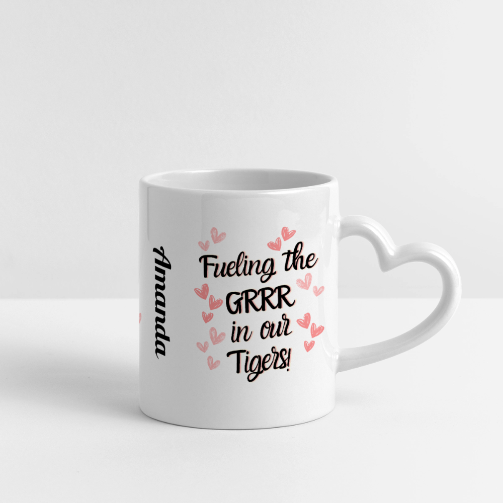 Customizable MPHS Fueling the GRRR Mug with Heart Handle - white