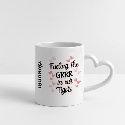 Customizable MPHS Fueling the GRRR Mug with Heart Handle - white