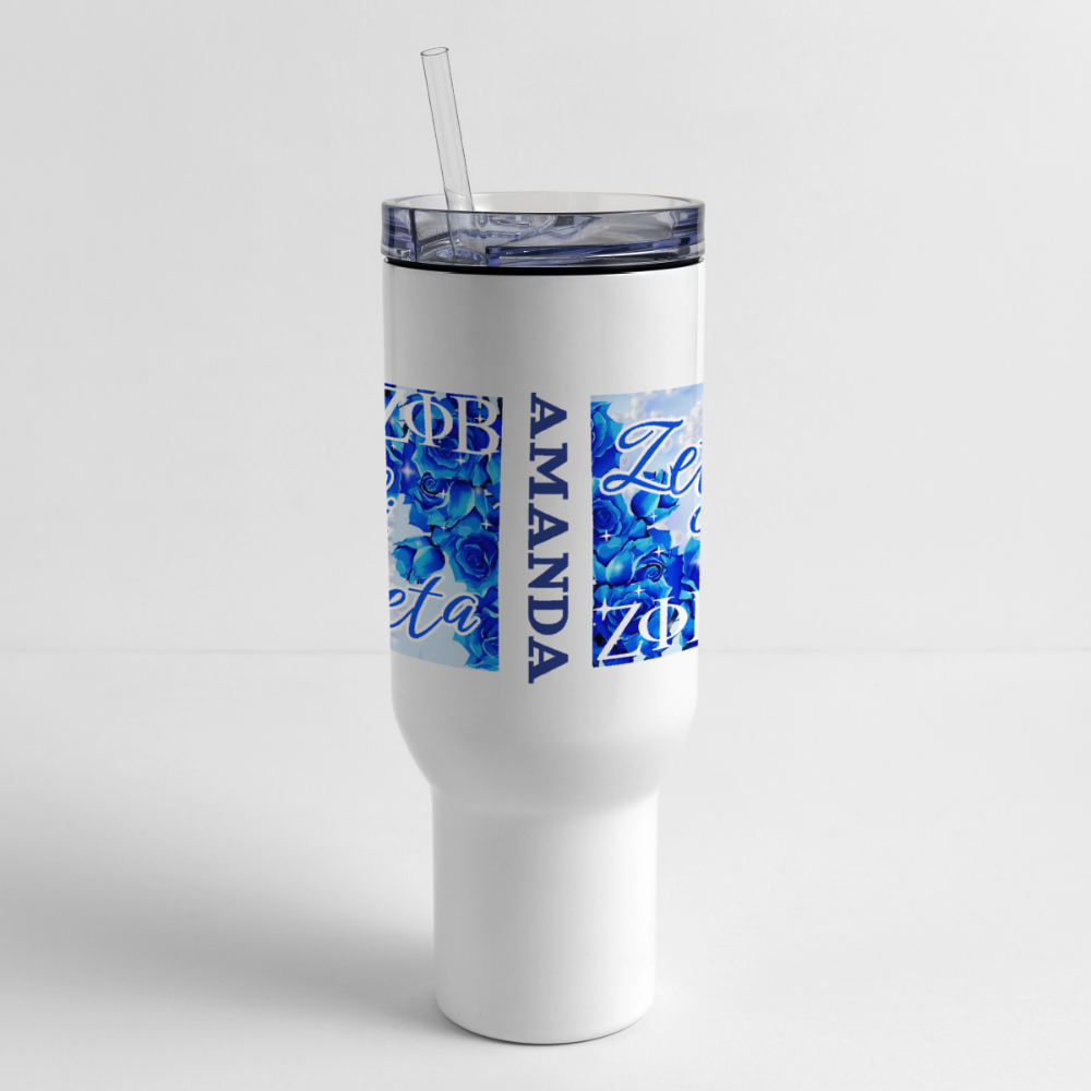 Customizable Zeta Phi Beta 40oz Travel Tumbler - white