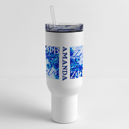 Customizable Zeta Phi Beta 40oz Travel Tumbler - white