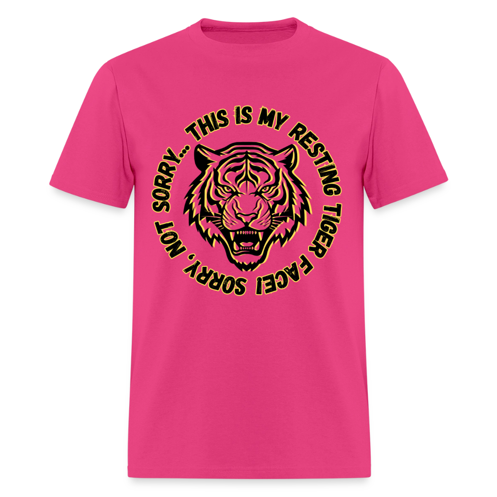 Resting Tiger Face T-Shirt | GILDAN 5000 - fuchsia