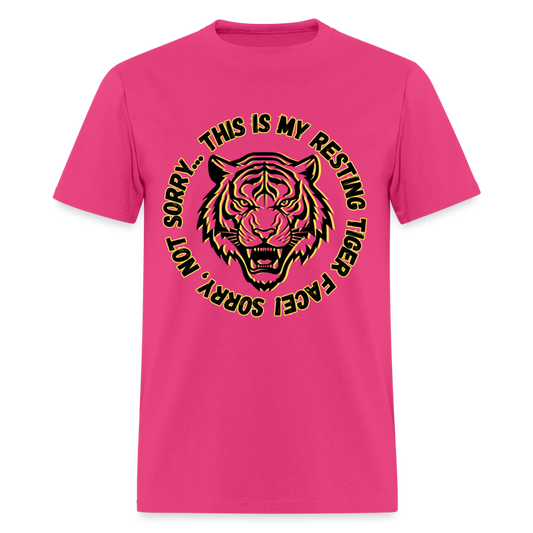 Resting Tiger Face T-Shirt | GILDAN 5000 - fuchsia