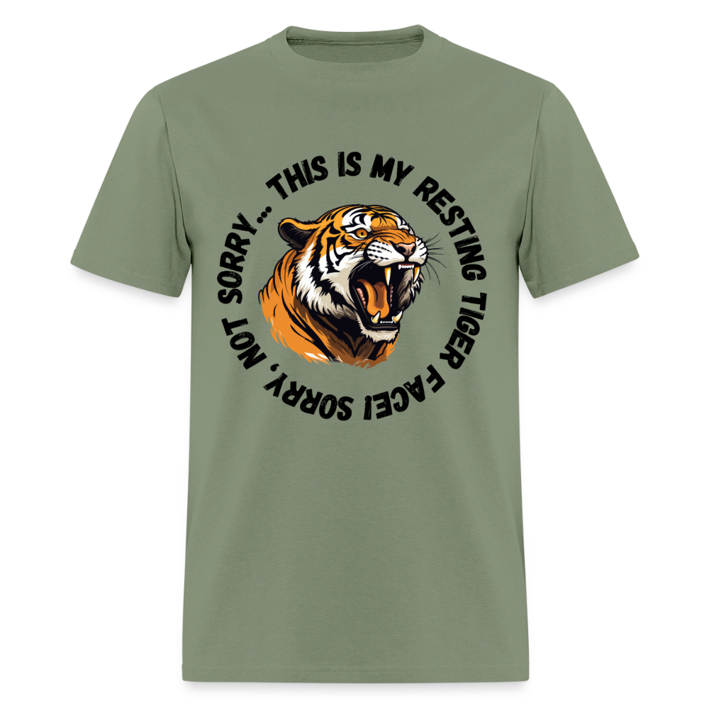 Resting Tiger Face 2 T-Shirt | GILDAN 5000 - military green