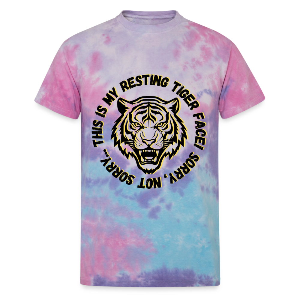 Resting Tiger Face Unisex Tie Dye T-Shirt - cotton candy