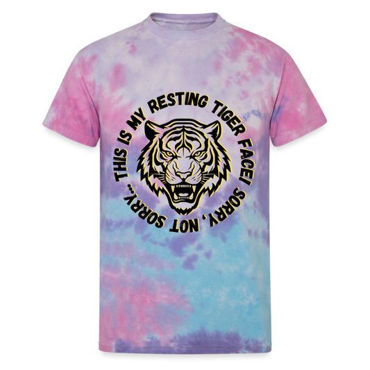 Resting Tiger Face Unisex Tie Dye T-Shirt - cotton candy