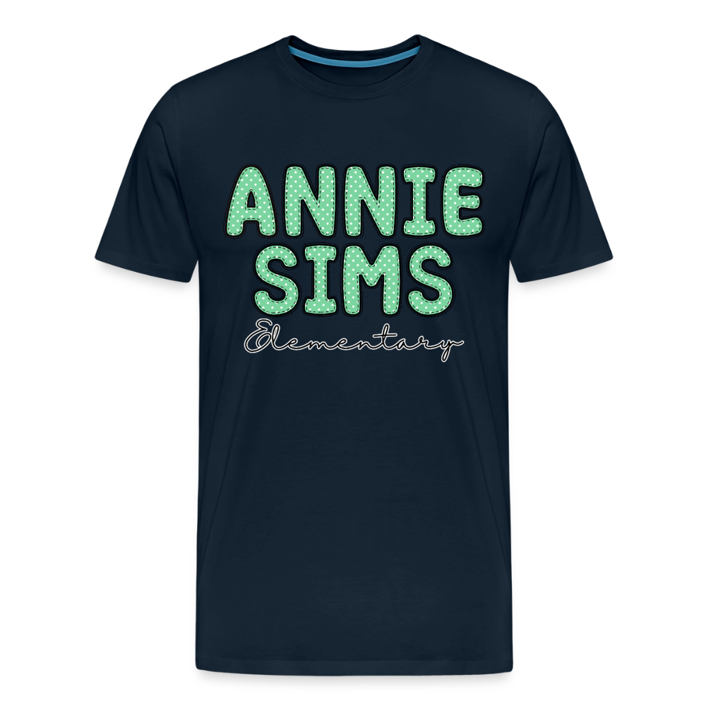 Annie Sims Polka Dots Premium Adult T-Shirt - deep navy