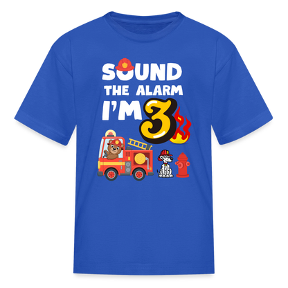 Sound the Alarm I'm 3 Kids' T-Shirt - royal blue
