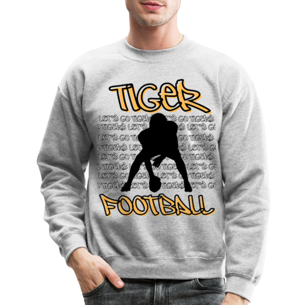 Tiger Football, Let's Go Tigers! Crewneck Sweatshirt - heather gray