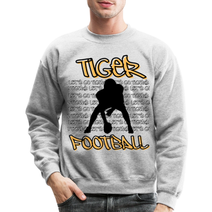 Tiger Football, Let's Go Tigers! Crewneck Sweatshirt - heather gray