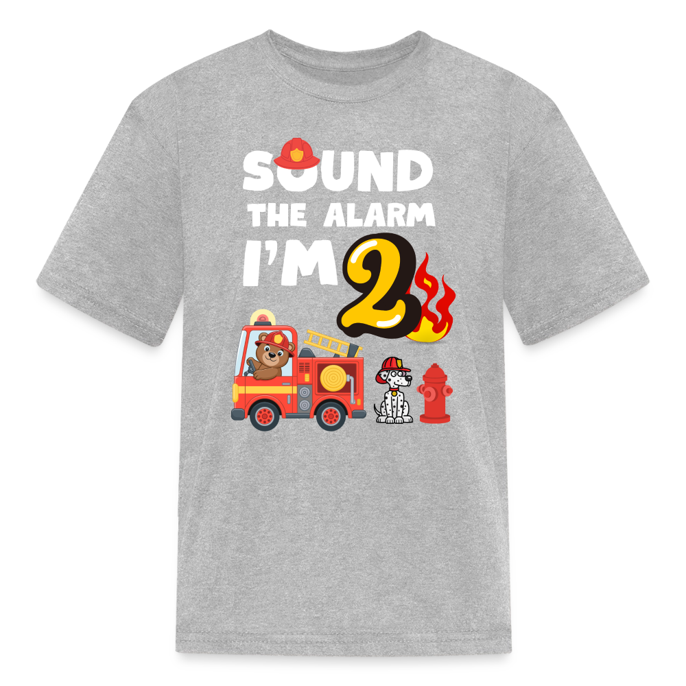 Sound the Alarm I'm 2 Kids' T-Shirt - heather gray
