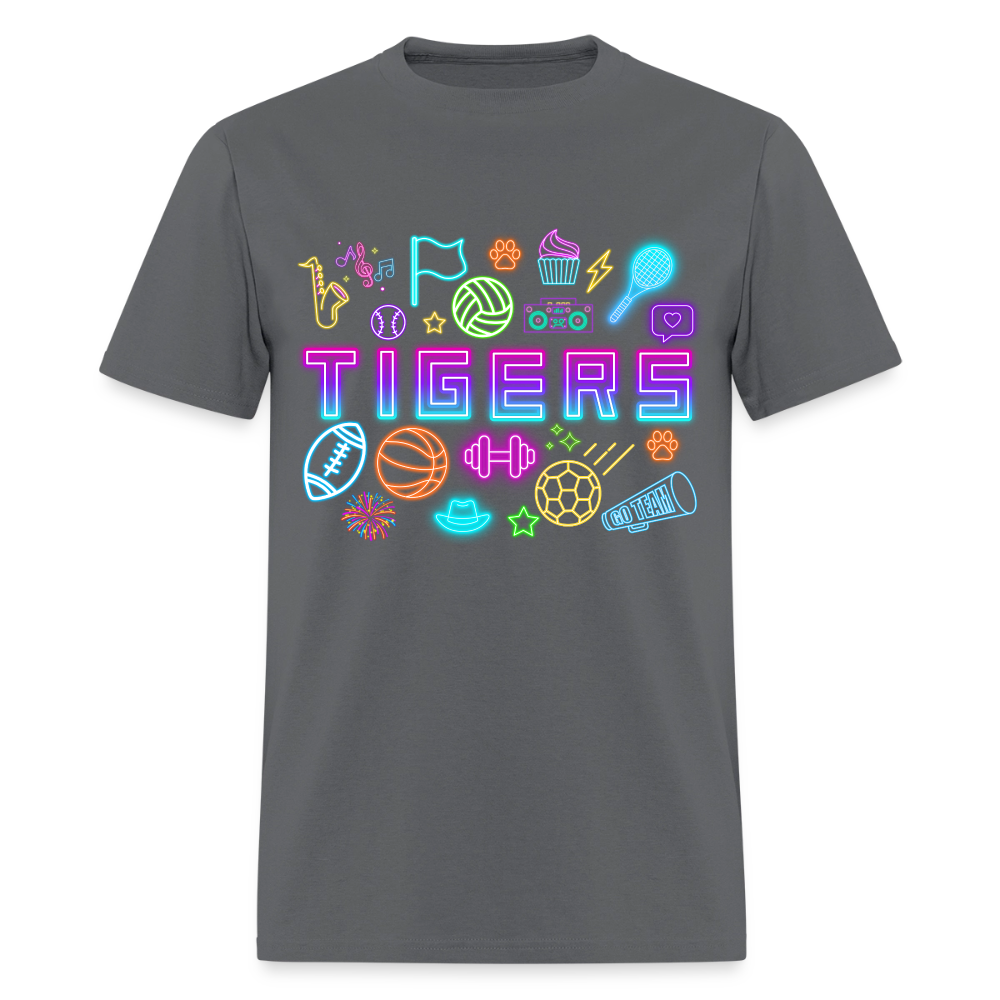 Neon Tigers 2 T-Shirt | GILDAN 5000 - charcoal