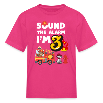 Sound the Alarm I'm 3 Kids' T-Shirt - fuchsia
