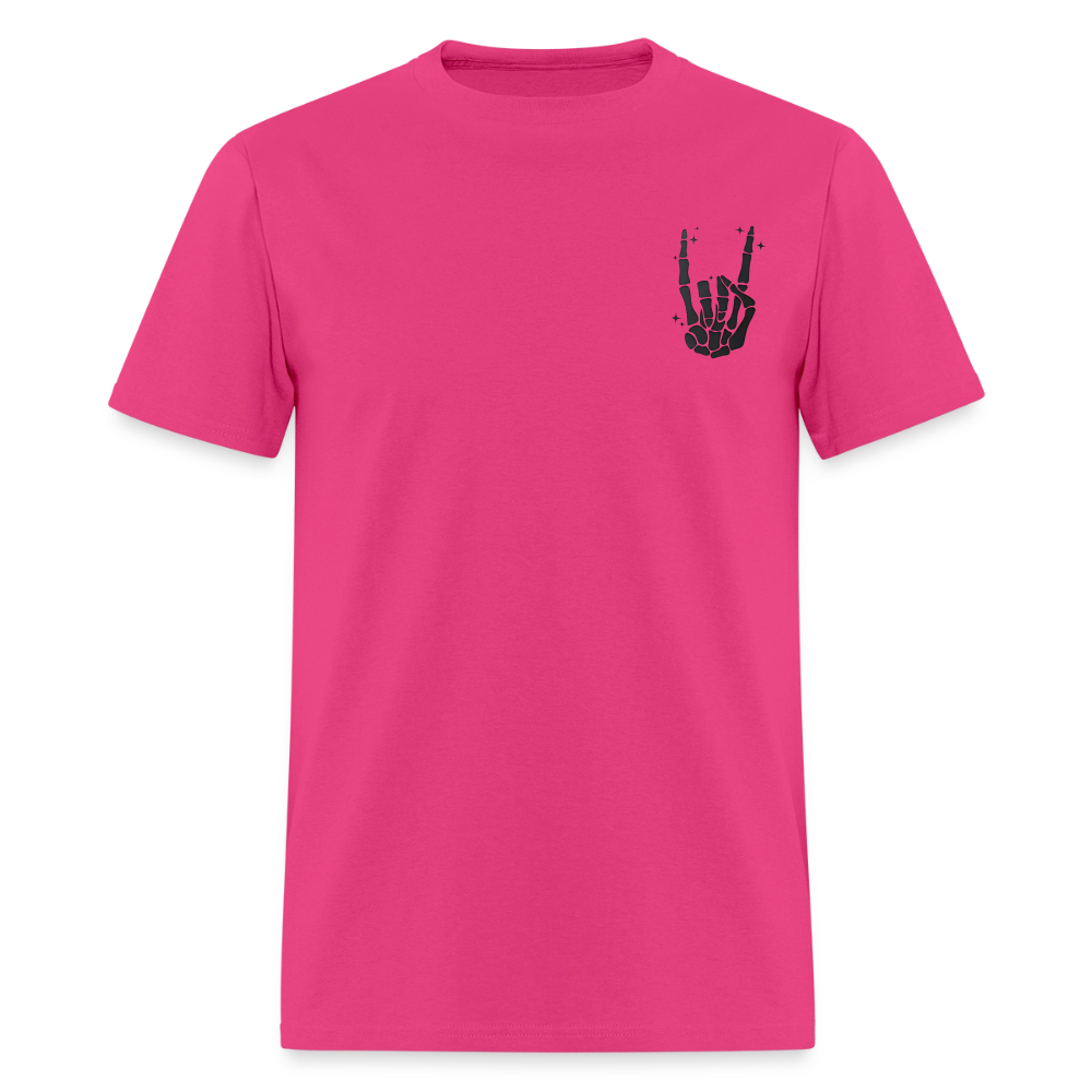 Chill the Fourth Out on Back T-Shirt | GILDAN 5000 - fuchsia