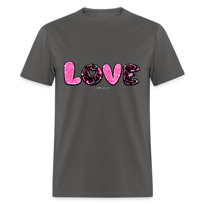 John 3:16 Pink and Black Classic T-Shirt - charcoal
