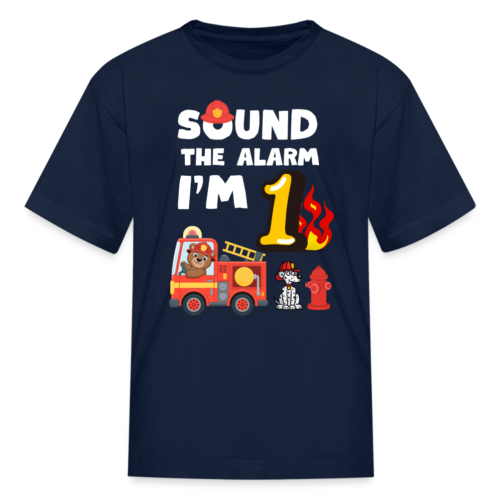 Sound the Alarm I'm 1 Kids' T-Shirt - navy
