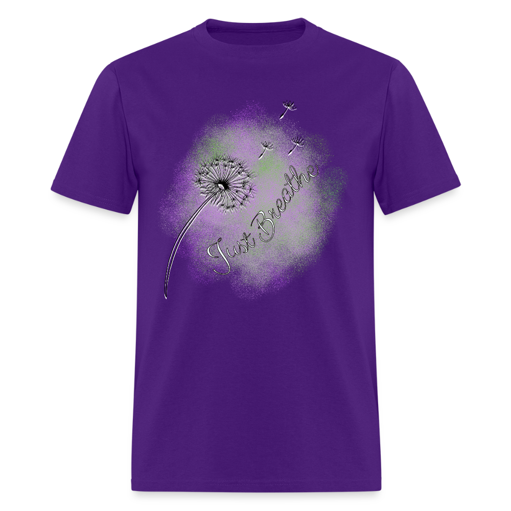 Just Breath Purple and Green T-Shirt | GILDAN 5000 - purple