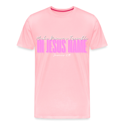 Make Demons Tremble James2:19 Premium Adult T-Shirt - pink