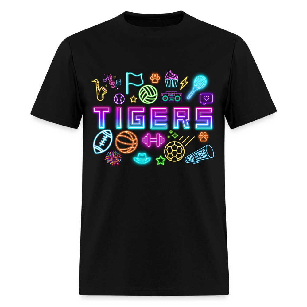 Neon Tigers 2 T-Shirt | GILDAN 5000 - black