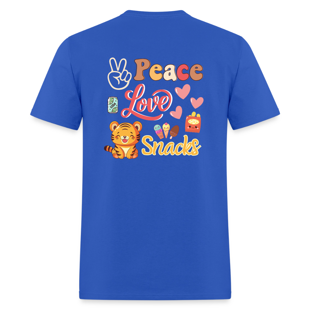 Peace Love Snacks Tigers T-Shirt | GILDAN 5000 - royal blue