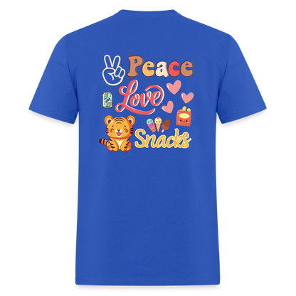 Peace Love Snacks Tigers T-Shirt | GILDAN 5000 - royal blue