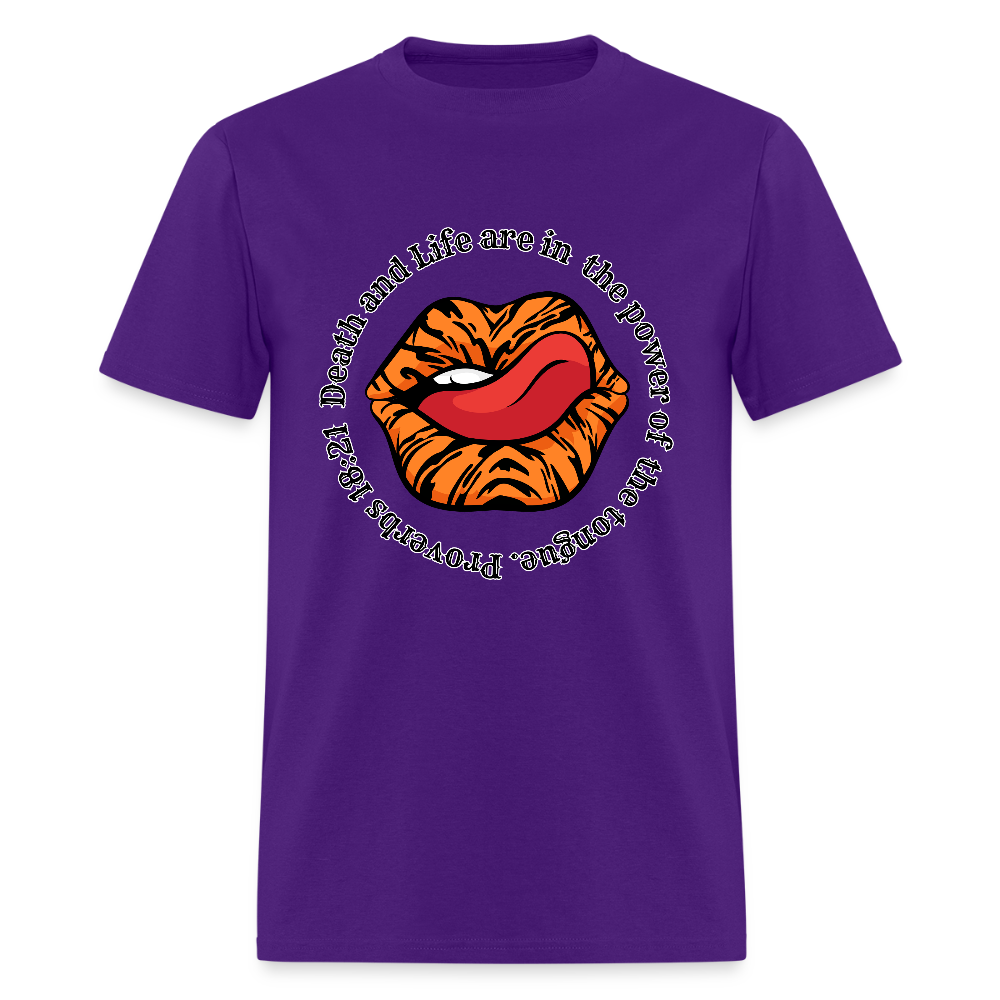 Proverbs 18:21 Tiger  T-Shirt - purple