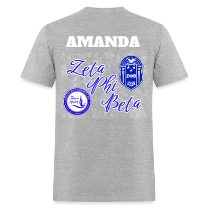 Customizable Zeta Phi Beta T-Shirt | GILDAN 5000 - heather gray