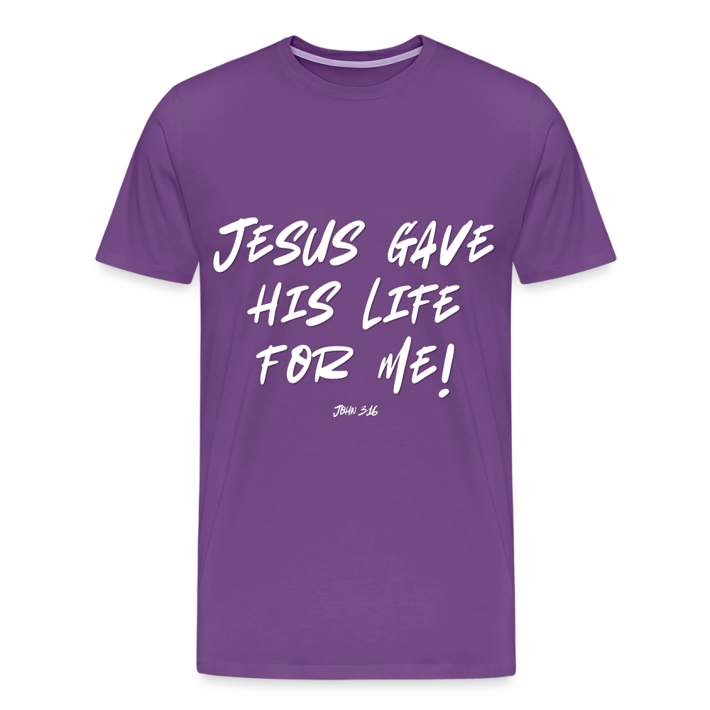 Jesus Gave His Life for Me and You! Premium Adult T-Shirt - purple