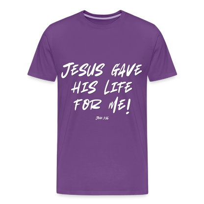 Jesus Gave His Life for Me and You! Premium Adult T-Shirt - purple
