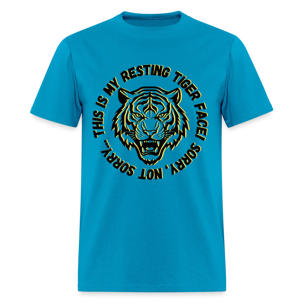 Resting Tiger Face 3  T-Shirt | GILDAN 5000 - turquoise