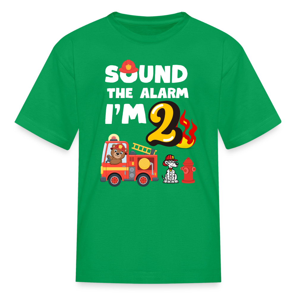 Sound the Alarm I'm 2 Kids' T-Shirt - kelly green