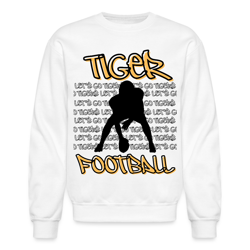 Tiger Football, Let's Go Tigers! Crewneck Sweatshirt - white
