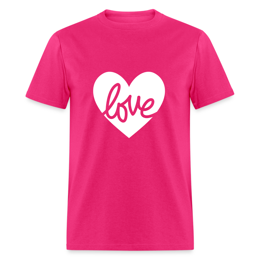 Love White Heart Unisex Classic T-Shirt - fuchsia