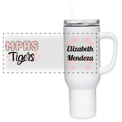 Customizable MPHS Tiger Hearts 40 oz Travel Tumbler - white