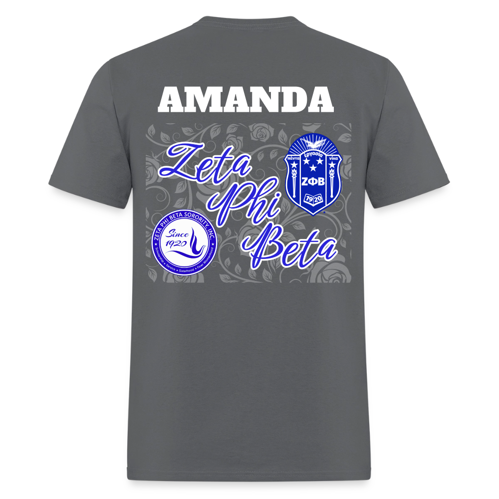 Customizable Zeta Phi Beta T-Shirt | GILDAN 5000 - charcoal