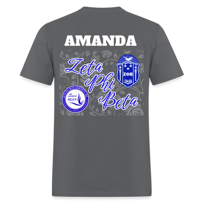Customizable Zeta Phi Beta T-Shirt | GILDAN 5000 - charcoal