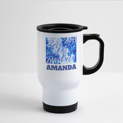 Customizable Zeta Phi Beta 14oz Travel Mug - white