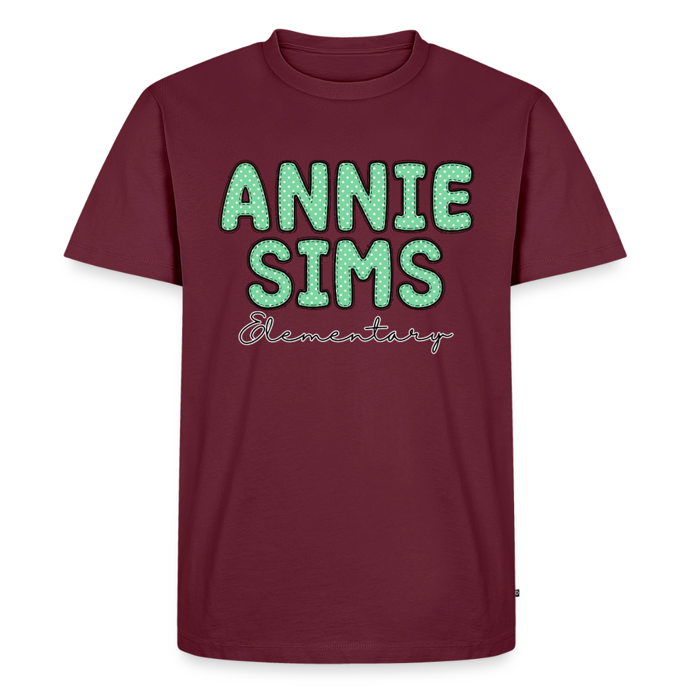 Annie Sims Polka Dots Premium Adult T-Shirt - burgundy