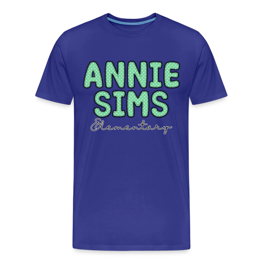Annie Sims Polka Dots Premium Adult T-Shirt - royal blue