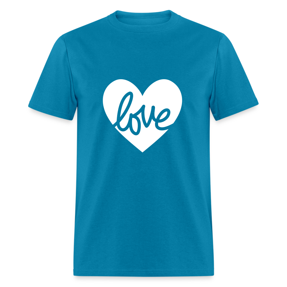 Love White Heart Unisex Classic T-Shirt - turquoise
