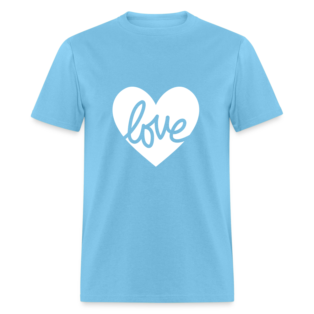 Love White Heart Unisex Classic T-Shirt - aquatic blue