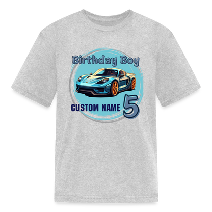 Birthday Boy Custom 5 Car Kids' T-Shirt - heather gray