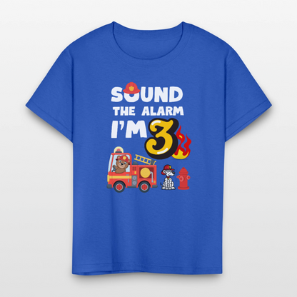 Sound the Alarm I'm 3 Kids' T-Shirt - royal blue