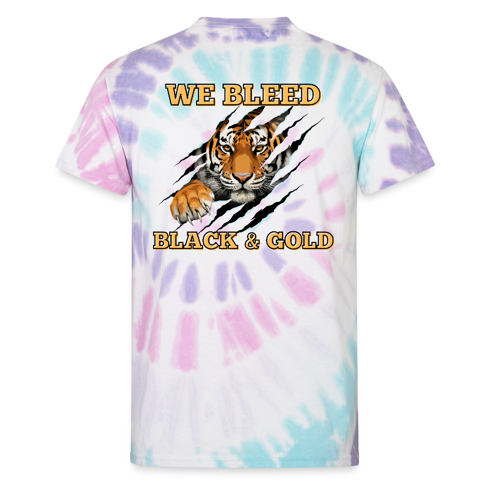MP Tigers Bleed Black & Gold Unisex Tie Dye T-Shirt - Pastel Spiral