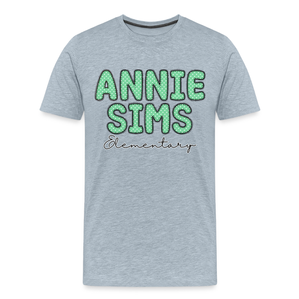 Annie Sims Polka Dots Premium Adult T-Shirt - heather ice blue