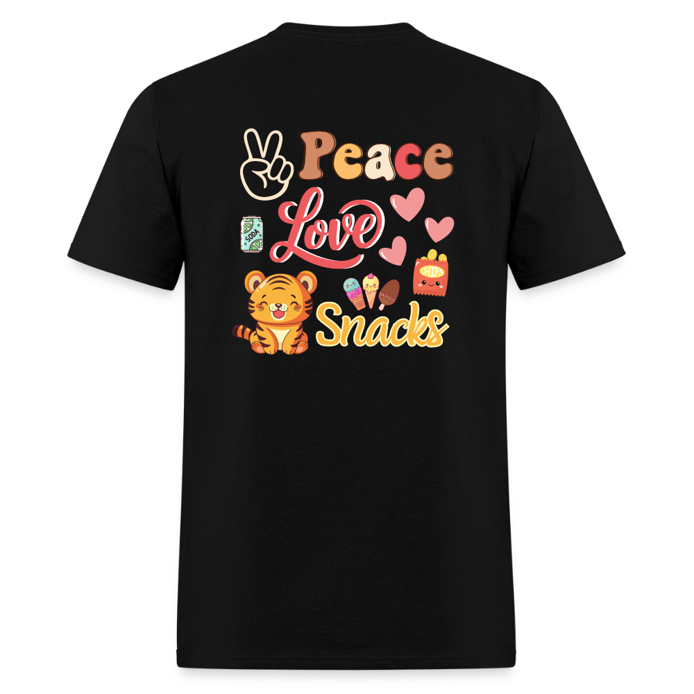 Peace Love Snacks Tigers T-Shirt | GILDAN 5000 - black