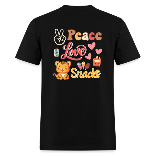 Peace Love Snacks Tigers T-Shirt | GILDAN 5000 - black