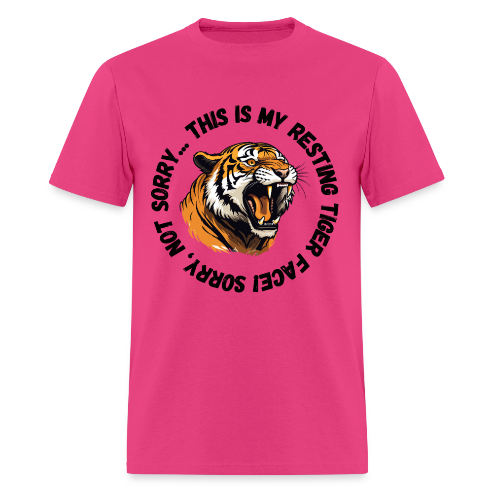 Resting Tiger Face 2 T-Shirt | GILDAN 5000 - fuchsia