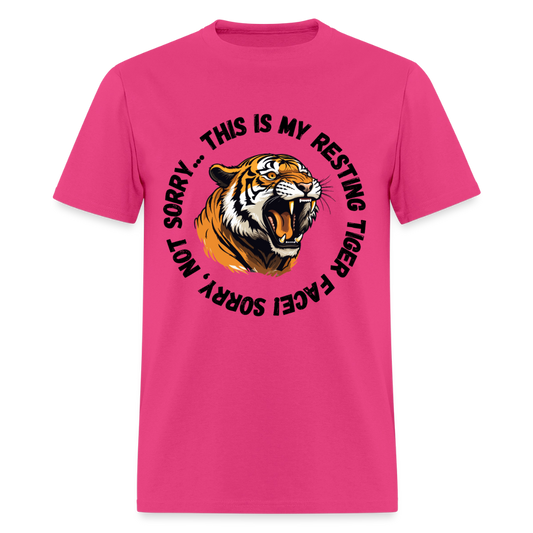 Resting Tiger Face 2 T-Shirt | GILDAN 5000 - fuchsia