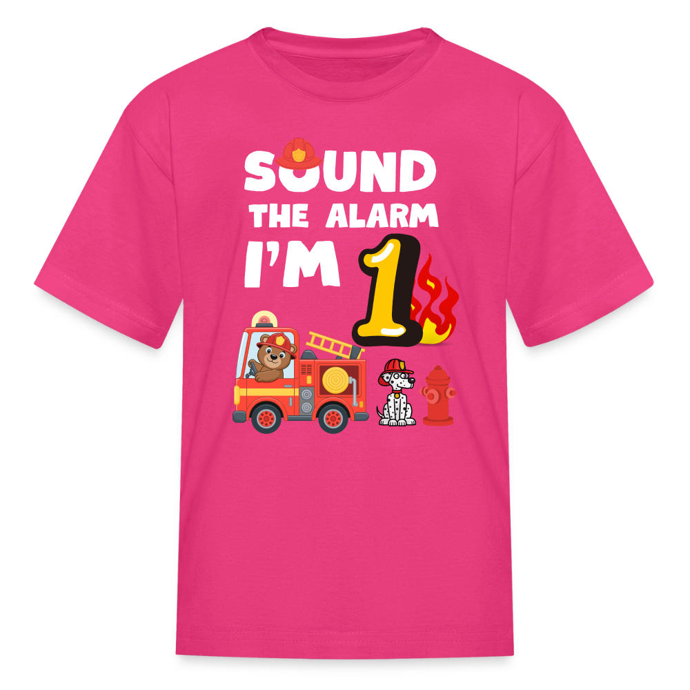 Sound the Alarm I'm 1 Kids' T-Shirt - fuchsia