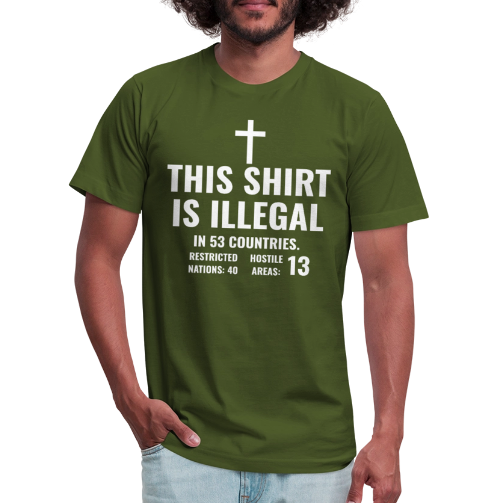 Illegal Shirt Jersey T-Shirt by Bella + Canvas - olive